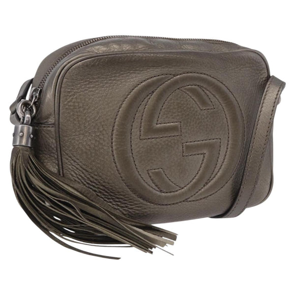 GUCCI Shoulder Bag Leather Champagne Gold 308364 Auth ka5269