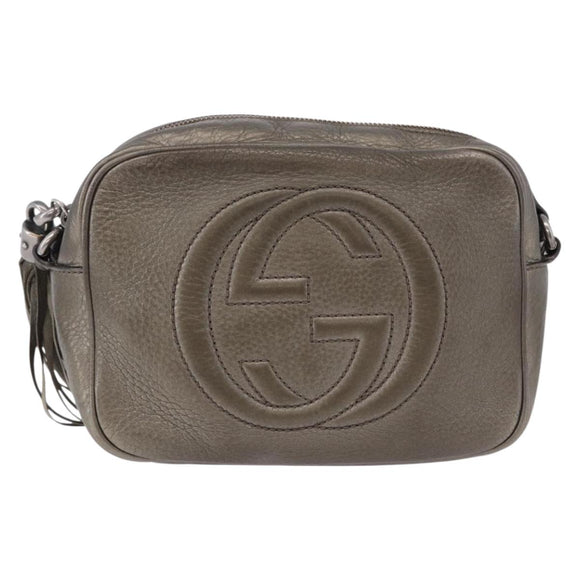 GUCCI Shoulder Bag Leather Champagne Gold 308364 Auth ka5269