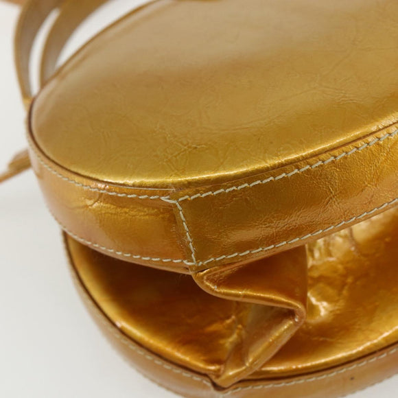 LOEWE Hand Bag Patent leather 2way Gold Auth ka527