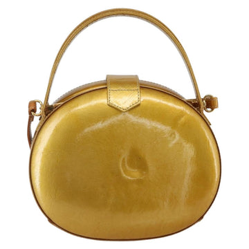 LOEWE Hand Bag Patent leather 2way Gold Auth ka527 - 0