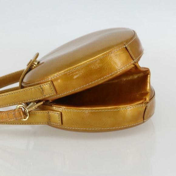 LOEWE Hand Bag Patent leather 2way Gold Auth ka527