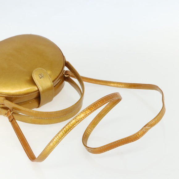 LOEWE Hand Bag Patent leather 2way Gold Auth ka527