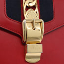 GUCCI Silvi Sherry Line Hand Bag Leather 2way Red Gold 470270 Auth ka5271-16