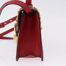 GUCCI Silvi Sherry Line Hand Bag Leather 2way Red Gold 470270 Auth ka5271-4