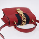 GUCCI Silvi Sherry Line Hand Bag Leather 2way Red Gold 470270 Auth ka5271-6