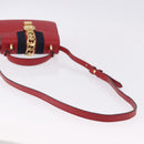GUCCI Silvi Sherry Line Hand Bag Leather 2way Red Gold 470270 Auth ka5271-9