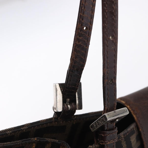 FENDI Zucca Canvas Tote Bag Brown Black Auth ka5275