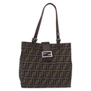 FENDI Zucca Canvas Tote Bag Brown Black Auth ka5275-2