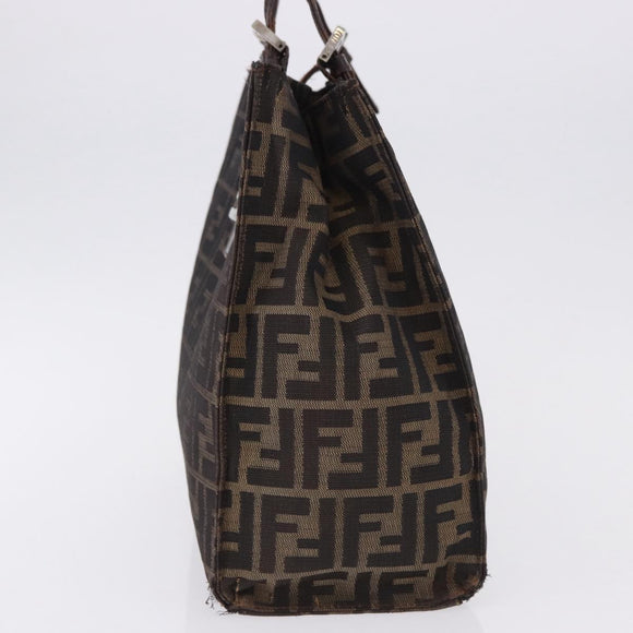 FENDI Zucca Canvas Tote Bag Brown Black Auth ka5275
