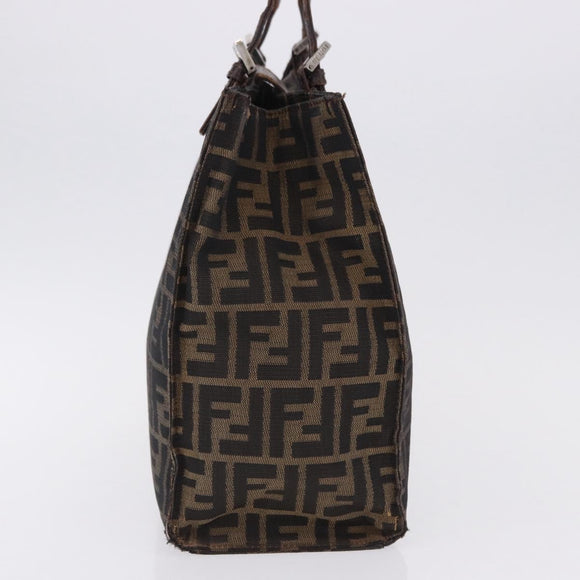 FENDI Zucca Canvas Tote Bag Brown Black Auth ka5275