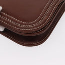 SAINT LAURENT Shoulder Bag Leather Brown Gold Auth ka528-10