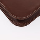 SAINT LAURENT Shoulder Bag Leather Brown Gold Auth ka528-12