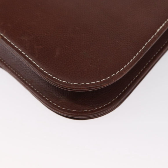 SAINT LAURENT Shoulder Bag Leather Brown Gold Auth ka528