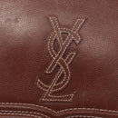 SAINT LAURENT Shoulder Bag Leather Brown Gold Auth ka528-14