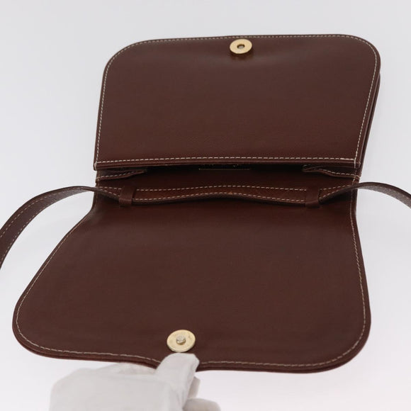 SAINT LAURENT Shoulder Bag Leather Brown Gold Auth ka528