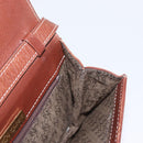 SAINT LAURENT Shoulder Bag Leather Brown Gold Auth ka528-18