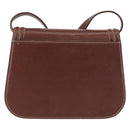 SAINT LAURENT Shoulder Bag Leather Brown Gold Auth ka528-3