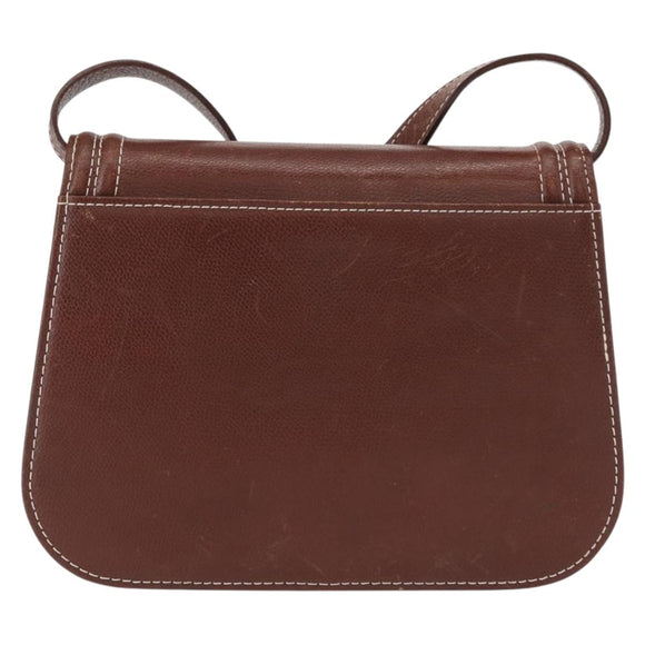 SAINT LAURENT Shoulder Bag Leather Brown Gold Auth ka528