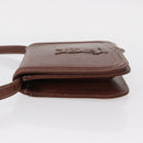 SAINT LAURENT Shoulder Bag Leather Brown Gold Auth ka528-5