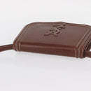 SAINT LAURENT Shoulder Bag Leather Brown Gold Auth ka528-6