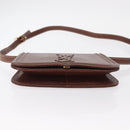 SAINT LAURENT Shoulder Bag Leather Brown Gold Auth ka528-9