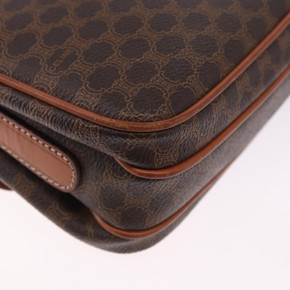 CELINE Macadam Canvas Shoulder Bag PVC Leather Brown Gold Auth ka5281