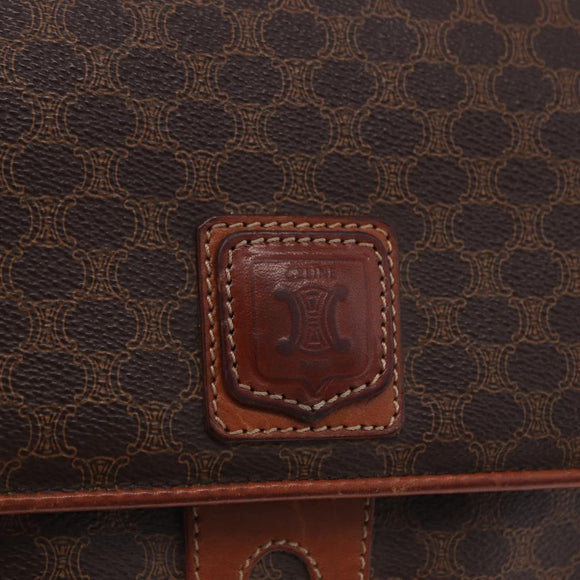 CELINE Macadam Canvas Shoulder Bag PVC Leather Brown Gold Auth ka5281