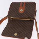 CELINE Macadam Canvas Shoulder Bag PVC Leather Brown Gold Auth ka5281-15