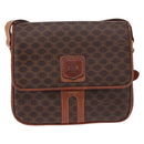 CELINE Macadam Canvas Shoulder Bag PVC Leather Brown Gold Auth ka5281-2