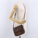 CELINE Macadam Canvas Shoulder Bag PVC Leather Brown Gold Auth ka5281-25