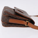 CELINE Macadam Canvas Shoulder Bag PVC Leather Brown Gold Auth ka5281-4