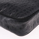 Salvatore Ferragamo Vala Shoulder Bag Leather Embossed Black Gold Auth ka5282-15