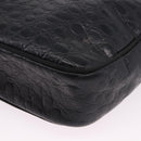Salvatore Ferragamo Vala Shoulder Bag Leather Embossed Black Gold Auth ka5282-16