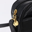 Salvatore Ferragamo Vala Shoulder Bag Leather Embossed Black Gold Auth ka5282-10