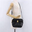 Salvatore Ferragamo Vala Shoulder Bag Leather Embossed Black Gold Auth ka5282-23