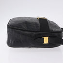 Salvatore Ferragamo Vala Shoulder Bag Leather Embossed Black Gold Auth ka5282-3