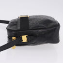 Salvatore Ferragamo Vala Shoulder Bag Leather Embossed Black Gold Auth ka5282-4