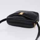 Salvatore Ferragamo Vala Shoulder Bag Leather Embossed Black Gold Auth ka5282-6