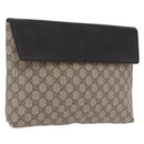 GUCCI GG Supreme Clutch Bag PVC Beige Auth ka5283-1