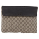 GUCCI GG Supreme Clutch Bag PVC Beige Auth ka5283-2