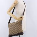 GUCCI GG Canvas Shoulder Bag Beige Silver 145857 Auth ka5285A-22