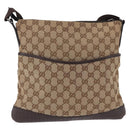 GUCCI GG Canvas Shoulder Bag Beige Silver 145857 Auth ka5285A-3