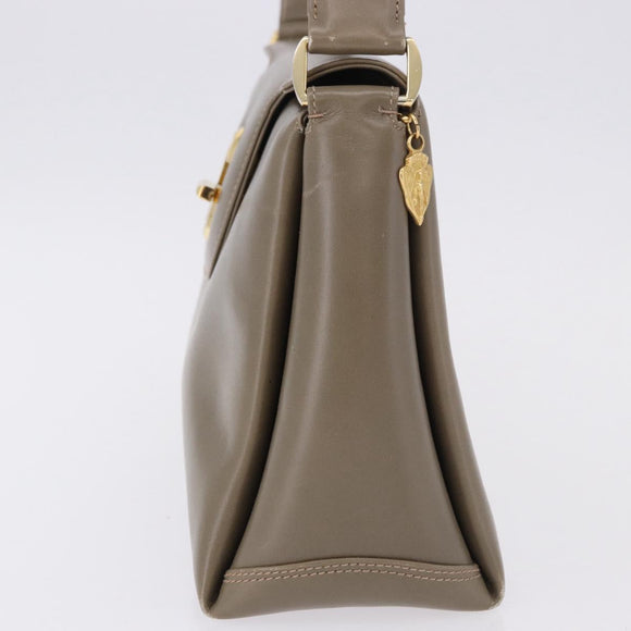 GUCCI Hand Bag Leather Beige Gold 000 406 1080 Auth ka5286