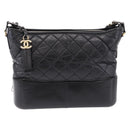 CHANEL Matelasse Gabrielle Deux Bag Lamb Skin Black Gold CC Auth ka5287V-13