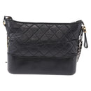 CHANEL Matelasse Gabrielle Deux Bag Lamb Skin Black Gold CC Auth ka5287V-2