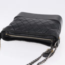 CHANEL Matelasse Gabrielle Deux Bag Lamb Skin Black Gold CC Auth ka5287V-6