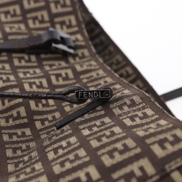 FENDI Zucchino Canvas Hand Bag Brown Auth ka5289