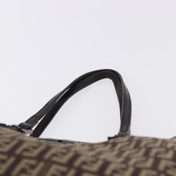 FENDI Zucchino Canvas Hand Bag Brown Auth ka5289