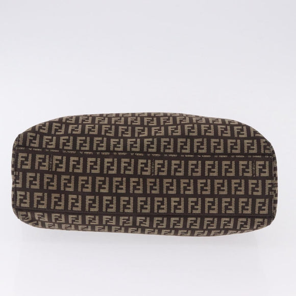 FENDI Zucchino Canvas Hand Bag Brown Auth ka5289