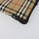 Burberrys Nova Check Garment Cover Canvas Leather Beige Gold Auth ka529-12